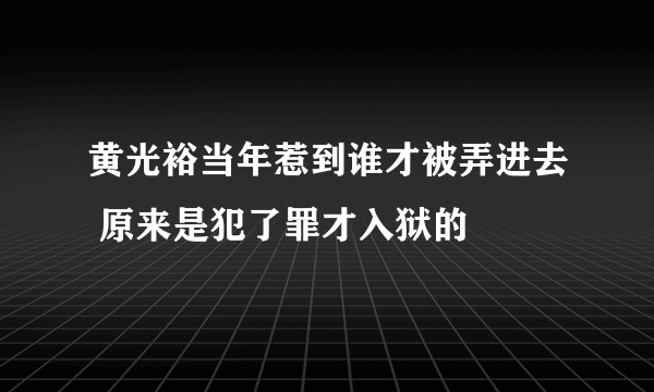 黄光裕当年惹到谁才被弄进去 原来是犯了罪才入狱的