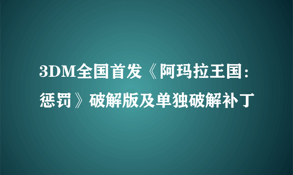 3DM全国首发《阿玛拉王国：惩罚》破解版及单独破解补丁