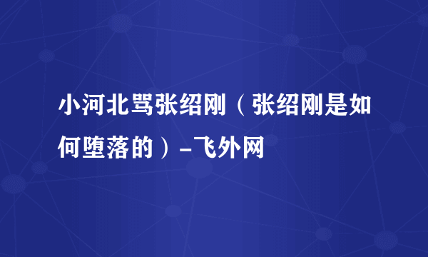 小河北骂张绍刚（张绍刚是如何堕落的）-飞外网