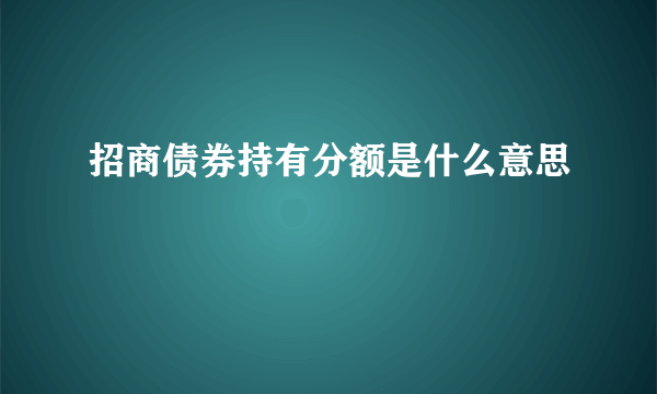 招商债券持有分额是什么意思