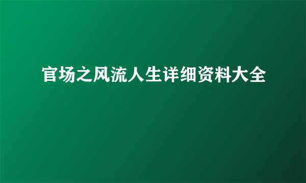 官场之风流人生详细资料大全