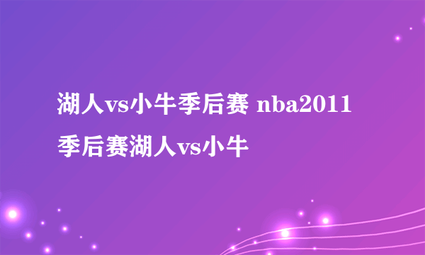 湖人vs小牛季后赛 nba2011季后赛湖人vs小牛