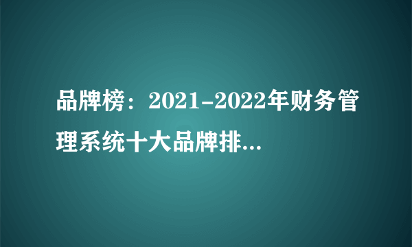 品牌榜：2021-2022年财务管理系统十大品牌排行榜 投票结果公布【新】