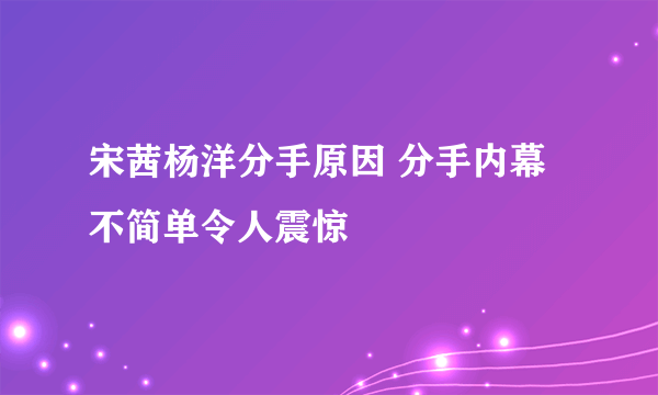 宋茜杨洋分手原因 分手内幕不简单令人震惊