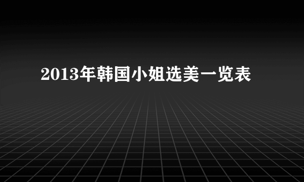 2013年韩国小姐选美一览表