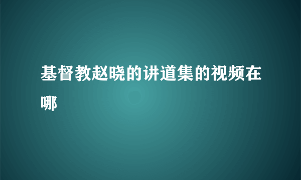 基督教赵晓的讲道集的视频在哪