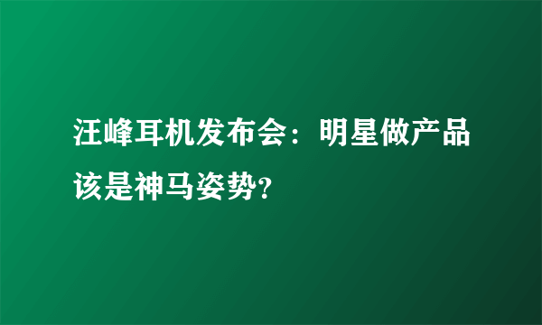 汪峰耳机发布会：明星做产品该是神马姿势？