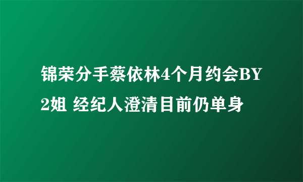 锦荣分手蔡依林4个月约会BY2姐 经纪人澄清目前仍单身