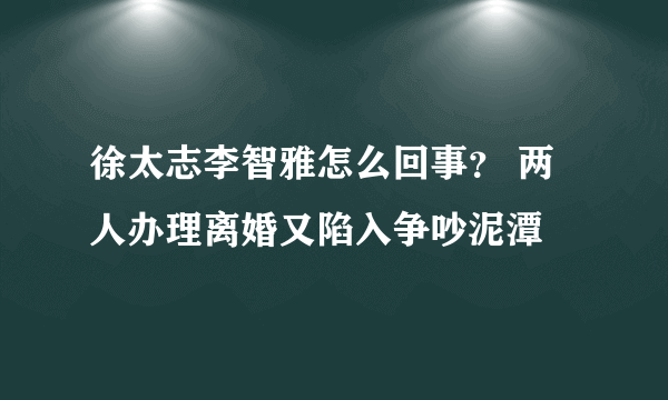 徐太志李智雅怎么回事？ 两人办理离婚又陷入争吵泥潭