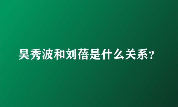 吴秀波和刘蓓是什么关系？