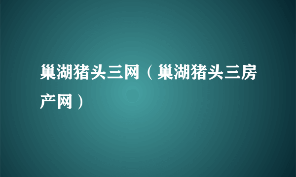 巢湖猪头三网（巢湖猪头三房产网）