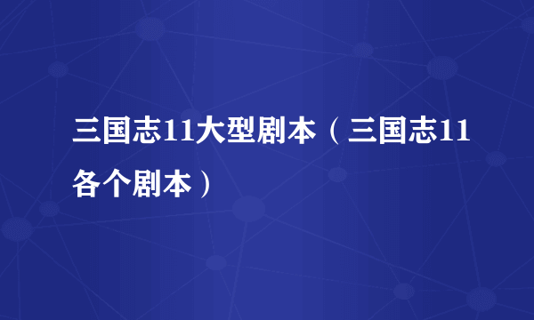 三国志11大型剧本（三国志11各个剧本）