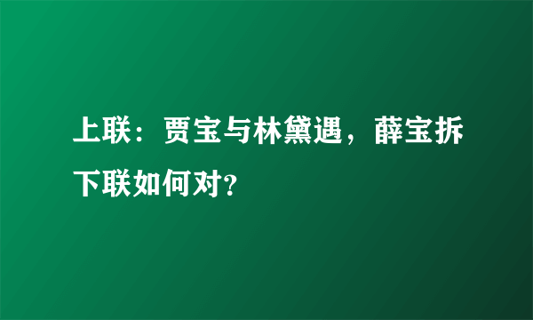 上联：贾宝与林黛遇，薛宝拆下联如何对？