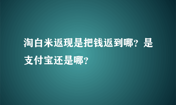 淘白米返现是把钱返到哪？是支付宝还是哪？