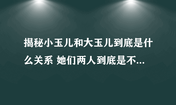 揭秘小玉儿和大玉儿到底是什么关系 她们两人到底是不是姐妹呢