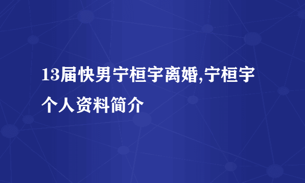 13届快男宁桓宇离婚,宁桓宇个人资料简介