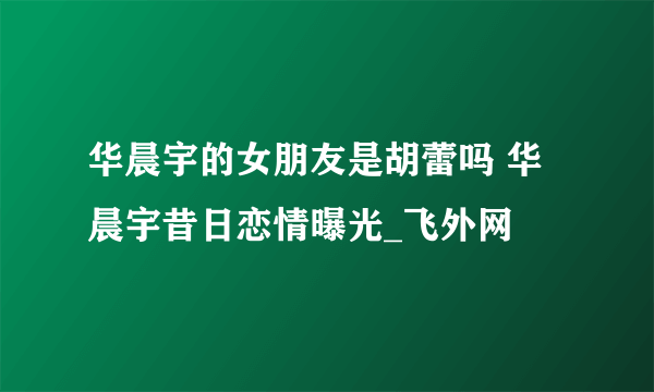 华晨宇的女朋友是胡蕾吗 华晨宇昔日恋情曝光_飞外网