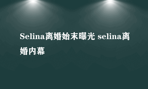 Selina离婚始末曝光 selina离婚内幕