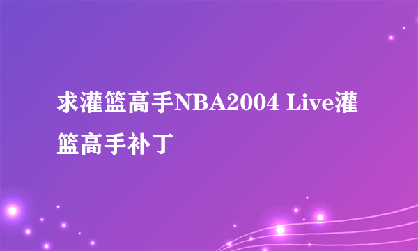 求灌篮高手NBA2004 Live灌篮高手补丁