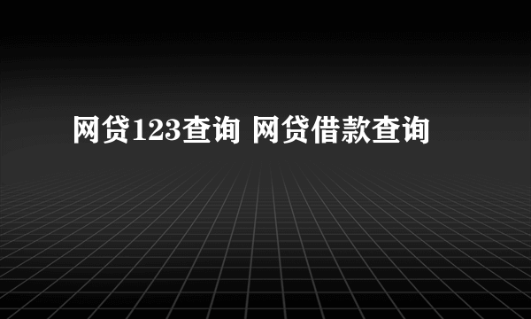 网贷123查询 网贷借款查询