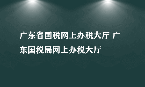 广东省国税网上办税大厅 广东国税局网上办税大厅