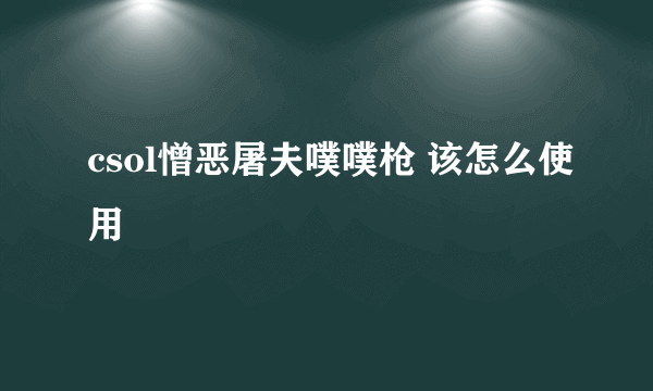 csol憎恶屠夫噗噗枪 该怎么使用