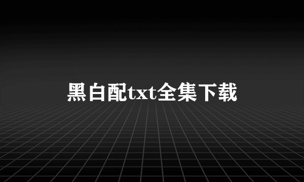 黑白配txt全集下载