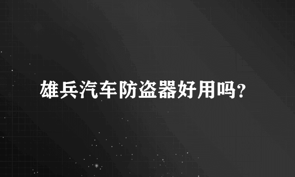 雄兵汽车防盗器好用吗？