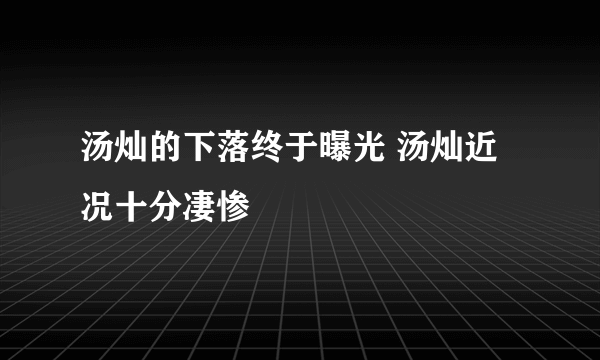 汤灿的下落终于曝光 汤灿近况十分凄惨