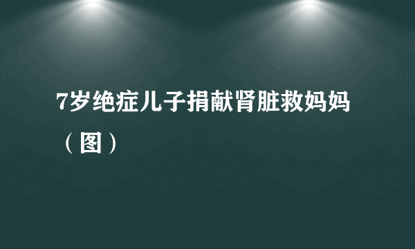 7岁绝症儿子捐献肾脏救妈妈（图）