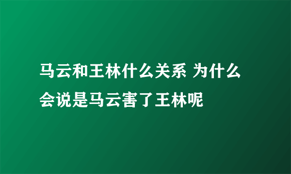 马云和王林什么关系 为什么会说是马云害了王林呢