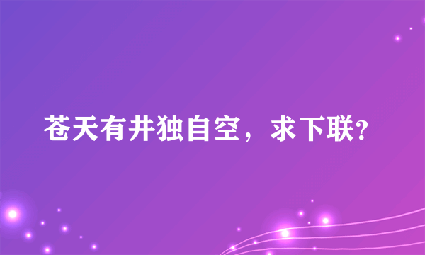 苍天有井独自空，求下联？