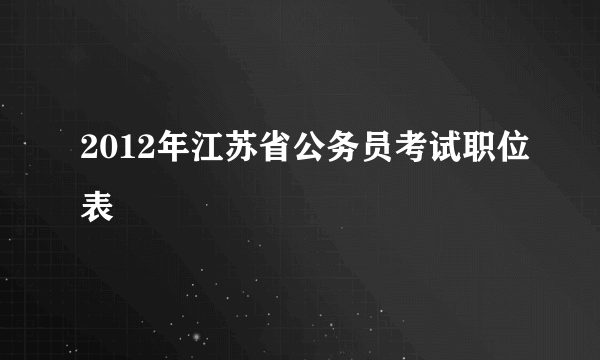 2012年江苏省公务员考试职位表