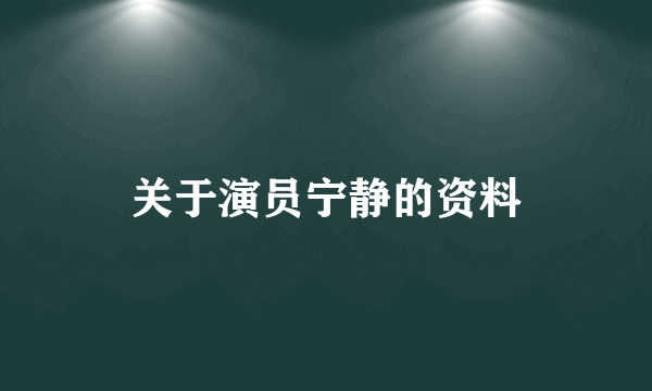 关于演员宁静的资料