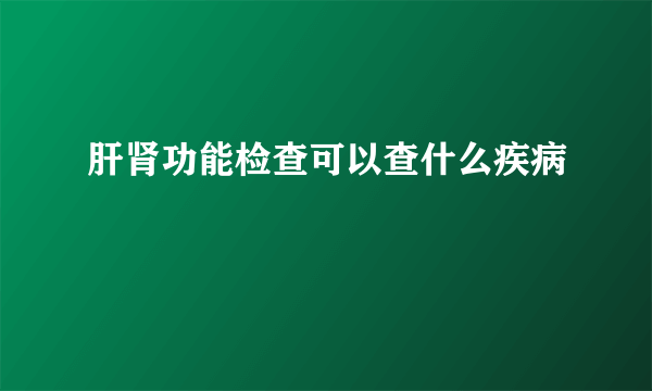 肝肾功能检查可以查什么疾病