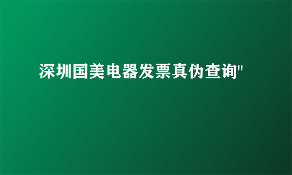 深圳国美电器发票真伪查询