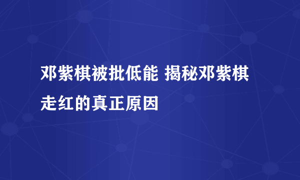 邓紫棋被批低能 揭秘邓紫棋走红的真正原因