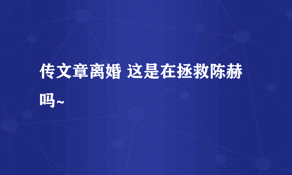 传文章离婚 这是在拯救陈赫吗~