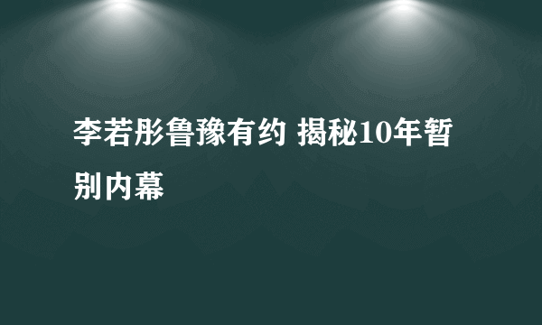 李若彤鲁豫有约 揭秘10年暂别内幕