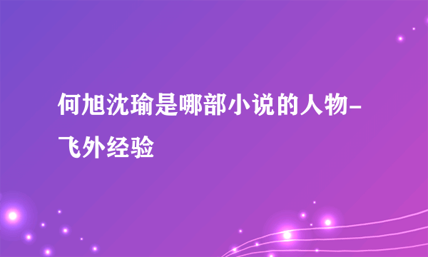 何旭沈瑜是哪部小说的人物-飞外经验