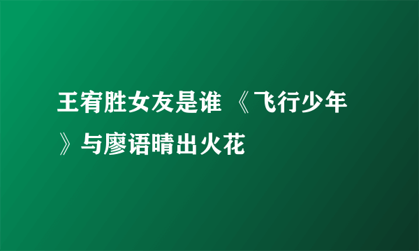 王宥胜女友是谁 《飞行少年》与廖语晴出火花