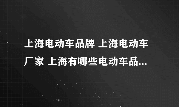 上海电动车品牌 上海电动车厂家 上海有哪些电动车品牌【品牌库】