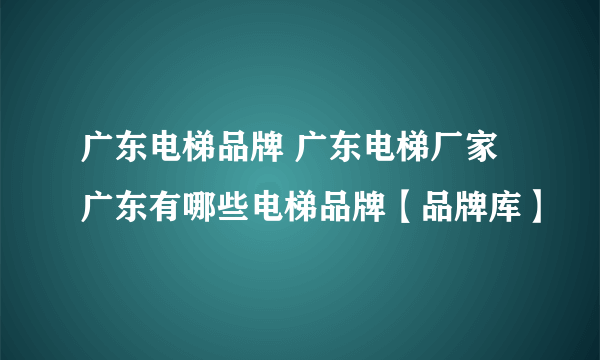 广东电梯品牌 广东电梯厂家 广东有哪些电梯品牌【品牌库】