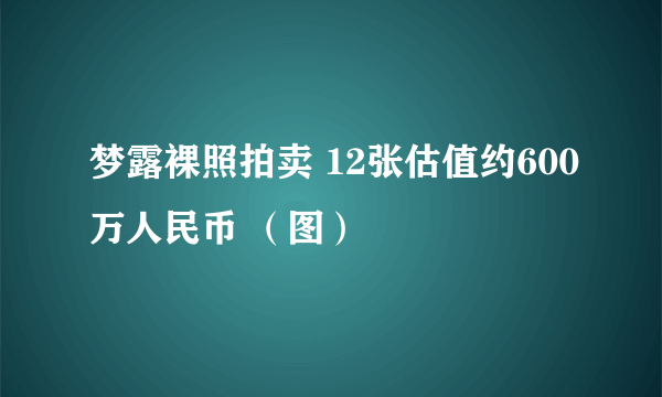 梦露裸照拍卖 12张估值约600万人民币 （图）