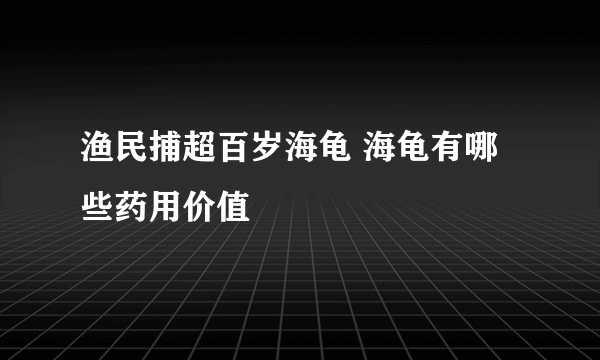 渔民捕超百岁海龟 海龟有哪些药用价值