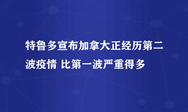 特鲁多宣布加拿大正经历第二波疫情 比第一波严重得多