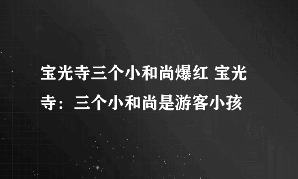 宝光寺三个小和尚爆红 宝光寺：三个小和尚是游客小孩