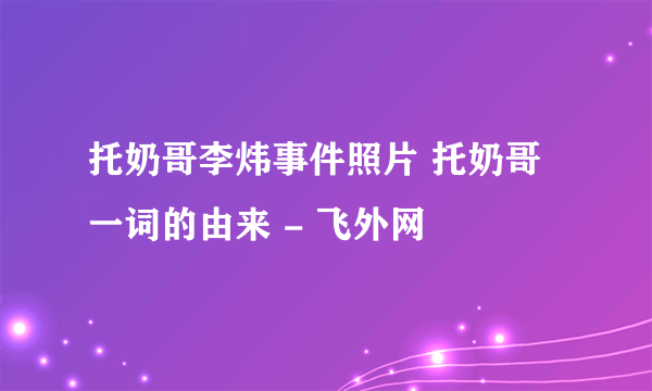 托奶哥李炜事件照片 托奶哥一词的由来 - 飞外网