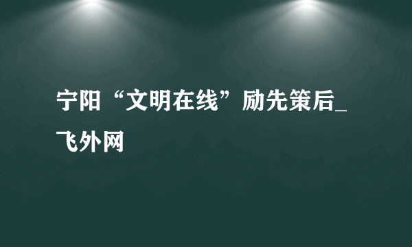 宁阳“文明在线”励先策后_飞外网