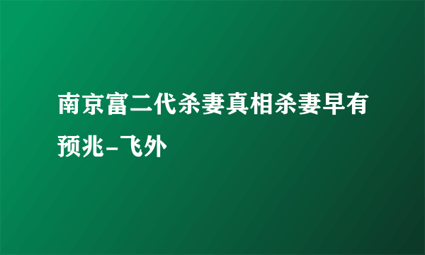 南京富二代杀妻真相杀妻早有预兆-飞外